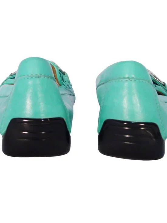 ROBERT ZUR Perlata $325 Aqua True Glove Leather Intrecciato Driving Loafers 7.5 - Picture 5 of 8